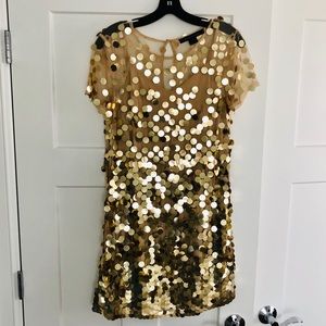 French Connection Gold sequin party dress